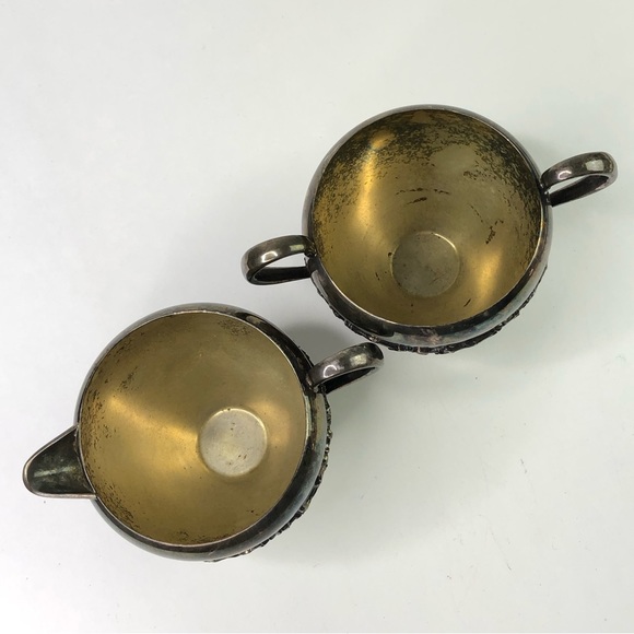 VTG Rogers Hamilton Creamer & Sugar Bowl EP on Copper 1962 Grapes Fruit Design - Picture 4 of 9